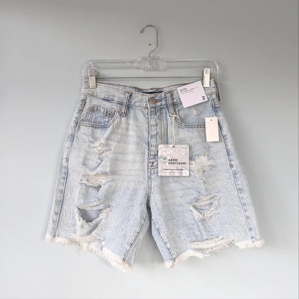 NWT Aeropostale 90's Baggy Hemp Denim Distressed Shorts
